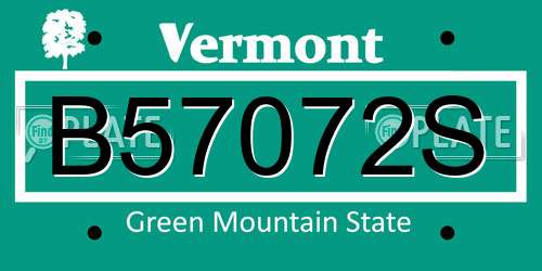 B57072S Vermont License Plate