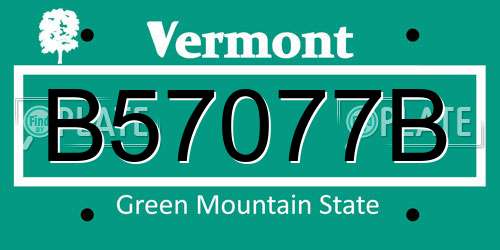 B57077B Vermont License Plate