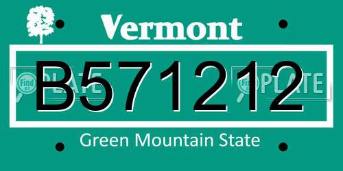 B571212 Vermont License Plate