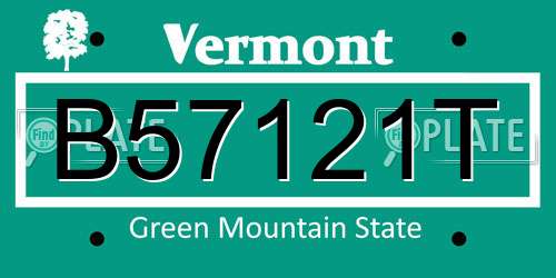 B57121T Vermont License Plate
