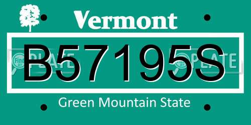 B57195S Vermont License Plate