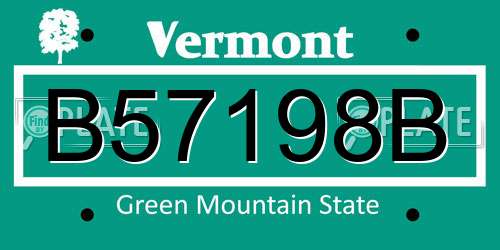 B57198B Vermont License Plate
