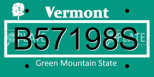 B57198S Vermont License Plate