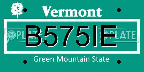 B575IE Vermont License Plate