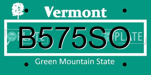 B575SO Vermont License Plate