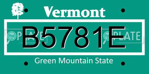 B5781E Vermont License Plate