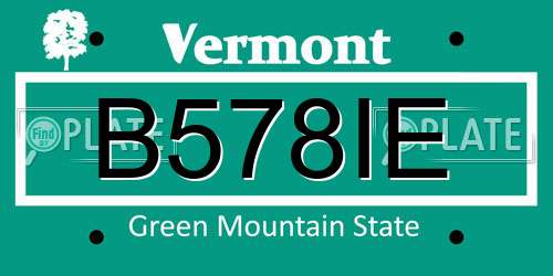 B578IE Vermont License Plate