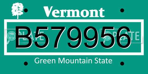 B579956 Vermont License Plate