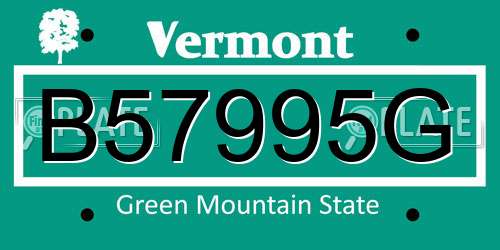B57995G Vermont License Plate
