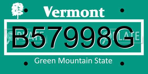 B57998G Vermont License Plate