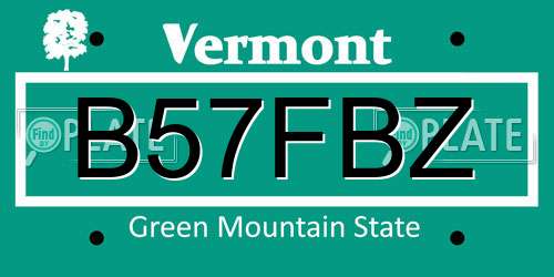 B57FBZ Vermont License Plate