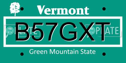 B57GXT Vermont License Plate