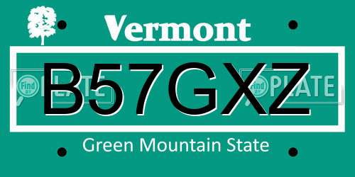 B57GXZ Vermont License Plate
