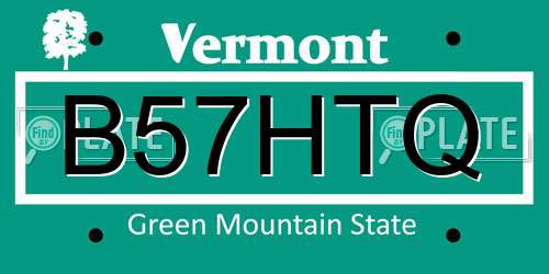 B57HTQ Vermont License Plate
