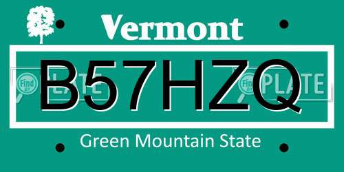 B57HZQ Vermont License Plate