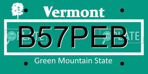 B57PEB Vermont License Plate