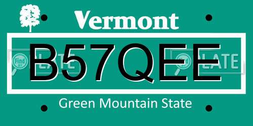 B57QEE Vermont License Plate