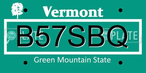 B57SBQ Vermont License Plate
