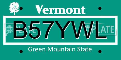 B57YWL Vermont License Plate