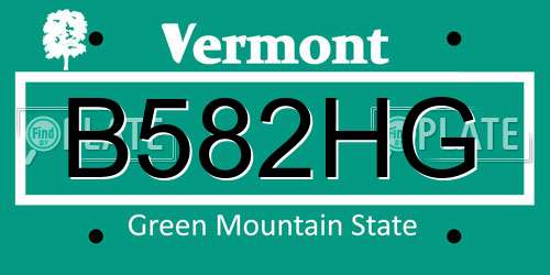 B582HG Vermont License Plate