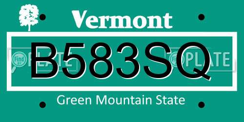 B583SQ Vermont License Plate