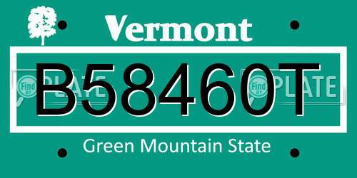 B58460T Vermont License Plate