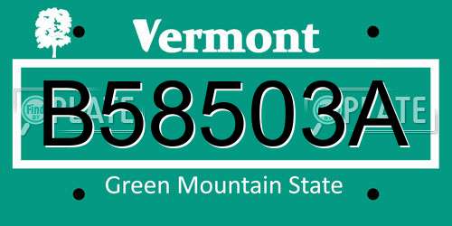 B58503A Vermont License Plate