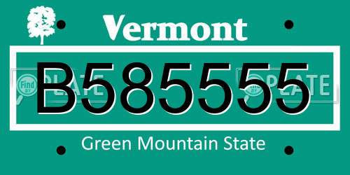 B585555 Vermont License Plate