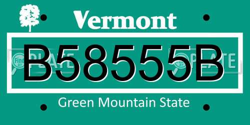 B58555B Vermont License Plate