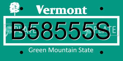 B58555S Vermont License Plate
