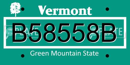 B58558B Vermont License Plate