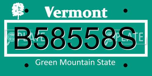 B58558S Vermont License Plate