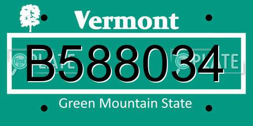 B588034 Vermont License Plate