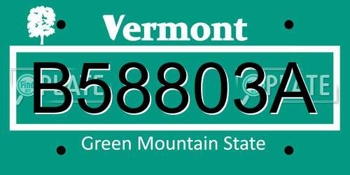 B58803A Vermont License Plate