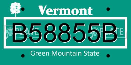 B58855B Vermont License Plate
