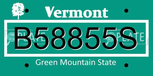 B58855S Vermont License Plate