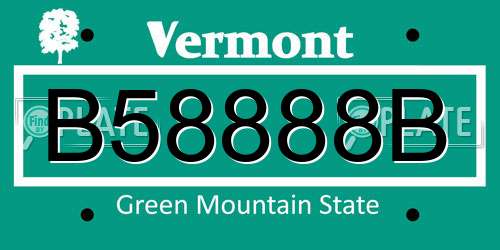 B58888B Vermont License Plate