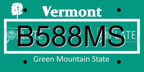 B588MS Vermont License Plate