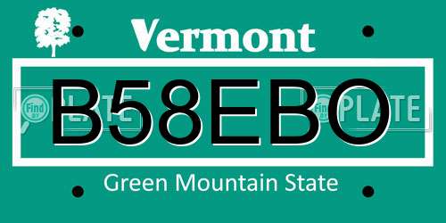 B58EBO Vermont License Plate