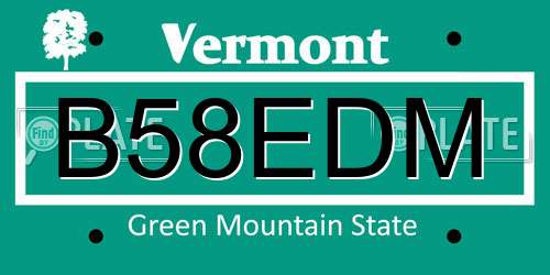 B58EDM Vermont License Plate
