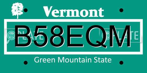 B58EQM Vermont License Plate