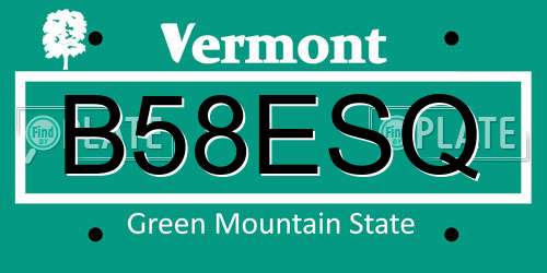 B58ESQ Vermont License Plate