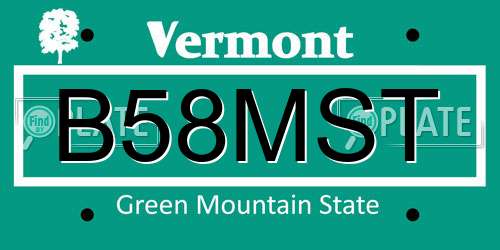 B58MST Vermont License Plate
