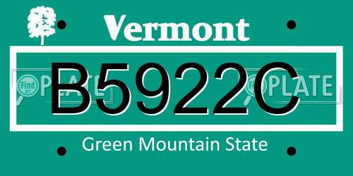 B5922C Vermont License Plate