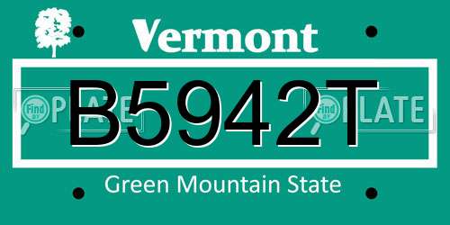 B5942T Vermont License Plate