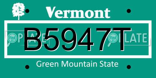 B5947T Vermont License Plate