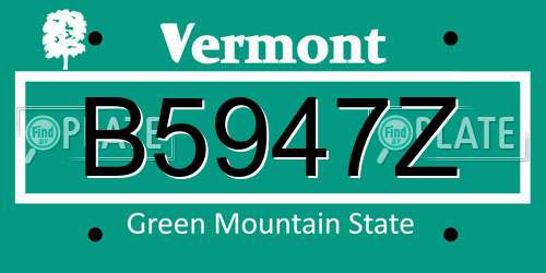 B5947Z Vermont License Plate