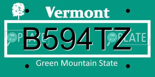 B594TZ Vermont License Plate