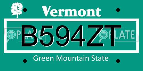 B594ZT Vermont License Plate