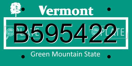 B595422 Vermont License Plate